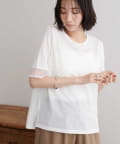 DISCOAT(ディスコート) 【万能トップス/毎年大人気】シアー袖切替5分袖Tシャツ