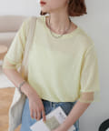 DISCOAT(ディスコート) 【万能トップス/毎年大人気】シアー袖切替5分袖Tシャツ