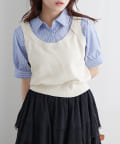 w closet(ダブルクローゼット) 半袖ドッキングベストシャツ