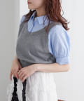 w closet(ダブルクローゼット) 半袖ドッキングベストシャツ