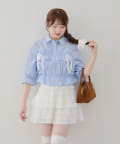 NICE CLAUP / OLIVE des OLIVE OUTLET(ナイスクラップ  / オリーブ デ オリーブ アウトレット) 【RMAF】【これ一枚でコーデの主役に！】レースリボンフリルブラウス