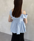 Thevon アシメノースリバルーンブラウス　サックスブルー Thevon.｜アシメノースリバルーンブラウス | Rakuten Fashion