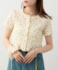 w closet(ダブルクローゼット) 【４色展開】小花シャーリングメローカーディガン