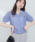 natural couture(ナチュラルクチュール) 【WEB限定】透かし編みコンパクトシャツニットカーデ