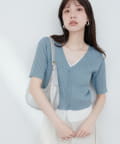 natural couture(ナチュラルクチュール) 【WEB限定】フェイクレイヤードカーデ