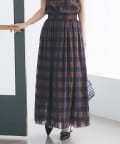 La boutique BonBon(ラブティックボンボン) 【低身長サイズ・セットアップ可】シアーオンブレーチェックギャザーロングスカート
