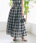 La boutique BonBon(ラブティックボンボン) 【低身長サイズ・セットアップ可】シアーオンブレーチェックギャザーロングスカート
