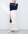 natural couture(ナチュラルクチュール) 【WEB限定】花柄レースややAラインスカート