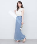 natural couture(ナチュラルクチュール) 【3サイズ展開】裾フリンジスカラップデニムスカート