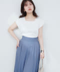 natural couture(ナチュラルクチュール) 【WEB限定】花柄レーススクエアネックTシャツ