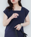 natural couture(ナチュラルクチュール) 【WEB限定】花柄レーススクエアネックTシャツ