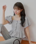 Chico(チコ) 【5色展開/マルチway】ツイードオフショルペプラムブラウス