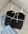 NICE CLAUP / OLIVE des OLIVE OUTLET(ナイスクラップ  / オリーブ デ オリーブ アウトレット) 【one after another】ベロアリボンキャミ