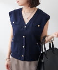 NICE CLAUP / OLIVE des OLIVE OUTLET(ナイスクラップ  / オリーブ デ オリーブ アウトレット) 【RMAF】ポケット付フレンチスリーブベスト