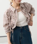 w closet(ダブルクローゼット) 【3色展開】ドロストチェックショートシャツ
