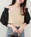 NICE CLAUP / OLIVE des OLIVE OUTLET(ナイスクラップ  / オリーブ デ オリーブ アウトレット) 【natural couture】２WAY布帛ドッキングニットプルオーバー