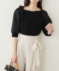 NICE CLAUP / OLIVE des OLIVE OUTLET(ナイスクラップ  / オリーブ デ オリーブ アウトレット) 【natural couture】２WAY布帛ドッキングニットプルオーバー