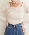 NICE CLAUP / OLIVE des OLIVE OUTLET(ナイスクラップ  / オリーブ デ オリーブ アウトレット) 【natural couture】スクエアネックランダムテレコトップス