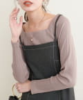 NICE CLAUP / OLIVE des OLIVE OUTLET(ナイスクラップ  / オリーブ デ オリーブ アウトレット) 【natural couture】スクエアネックランダムテレコトップス