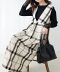 NICE CLAUP / OLIVE des OLIVE OUTLET(ナイスクラップ  / オリーブ デ オリーブ アウトレット) 【natural couture】ツイルクロスBIGチェックフロッキーワンピース