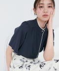 natural couture(ナチュラルクチュール) パイピングタックフレアスリーブブラウス