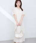 natural couture(ナチュラルクチュール) 【WEB限定】お花刺繍フロント釦Vネックワンピース