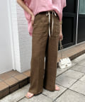DOUDOU(ドゥドゥ) リネン紐ドロストパンツ