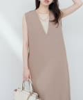 NICE CLAUP / OLIVE des OLIVE OUTLET(ナイスクラップ  / オリーブ デ オリーブ アウトレット) 【natural couture】カットジョーゼットＶネックワンピース