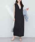 NICE CLAUP / OLIVE des OLIVE OUTLET(ナイスクラップ  / オリーブ デ オリーブ アウトレット) 【natural couture】カットジョーゼットＶネックワンピース