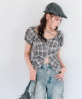 OLIVE des OLIVE(オリーブ デ オリーブ) 【デコルテ綺麗見え】ダブルジップオフショルブラウス