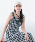OLIVE des OLIVE(オリーブ デ オリーブ) 【S/Mサイズ展開】シャーリングフリルキャミワンピ