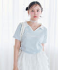 OLIVE des OLIVE(オリーブ デ オリーブ) 【細見え/着回し万能◎】ラインドロストTシャツ