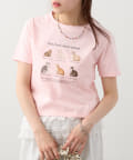 w closet(ダブルクローゼット) 【3色展開】猫アソートプリントTee
