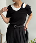 CAPRICIEUX LE'MAGE(カプリシュレマージュ) 【1枚で着映え】レイヤードアシメネックTシャツ