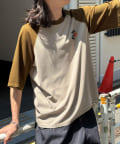 CIAOPANIC(チャオパニック) ワンポイント刺繍ラグランサーマル半袖Tシャツ