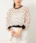 NOLLEY'S(ノーリーズ) シアーフロッキードットクルーネックカーディガン