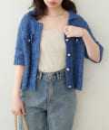 NICE CLAUP / OLIVE des OLIVE OUTLET(ナイスクラップ  / オリーブ デ オリーブ アウトレット) 【natural couture】フラッグヤーン金ボタン半袖カーデ