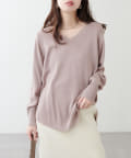 NICE CLAUP / OLIVE des OLIVE OUTLET(ナイスクラップ  / オリーブ デ オリーブ アウトレット) 【natural couture】麻タッチv開きニット