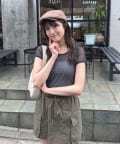 mline(エムライン) 半袖プリントチュールトップス