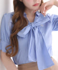 NICE CLAUP / OLIVE des OLIVE OUTLET(ナイスクラップ  / オリーブ デ オリーブ アウトレット) 【one after another】リボン半袖シャツ