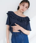 natural couture(ナチュラルクチュール) 【WEB限定】ワッフルフリルTOPS
