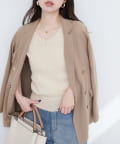 natural couture(ナチュラルクチュール) かぎ針風ちびスカラップフレンチリブニット