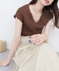 natural couture(ナチュラルクチュール) かぎ針風ちびスカラップフレンチリブニット