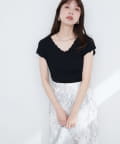 natural couture(ナチュラルクチュール) かぎ針風ちびスカラップフレンチリブニット