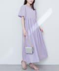 natural couture(ナチュラルクチュール) 【WEB限定】シャーリングチェックパフスリーブワンピース