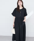 natural couture(ナチュラルクチュール) 【WEB限定】シャーリングチェックパフスリーブワンピース