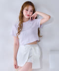 one after another NICE CLAUP(ワンアフターアナザー ナイスクラップ) ビジューロゴ＆リボンTシャツ