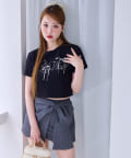 one after another NICE CLAUP(ワンアフターアナザー ナイスクラップ) ビジューロゴ＆リボンTシャツ
