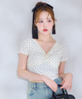 one after another NICE CLAUP(ワンアフターアナザー ナイスクラップ) カップ付/配色レーステレコトップス