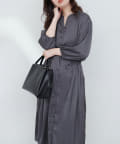 NICE CLAUP / OLIVE des OLIVE OUTLET(ナイスクラップ  / オリーブ デ オリーブ アウトレット) 【natural couture】たっぷりギャザーサテンワンピース
